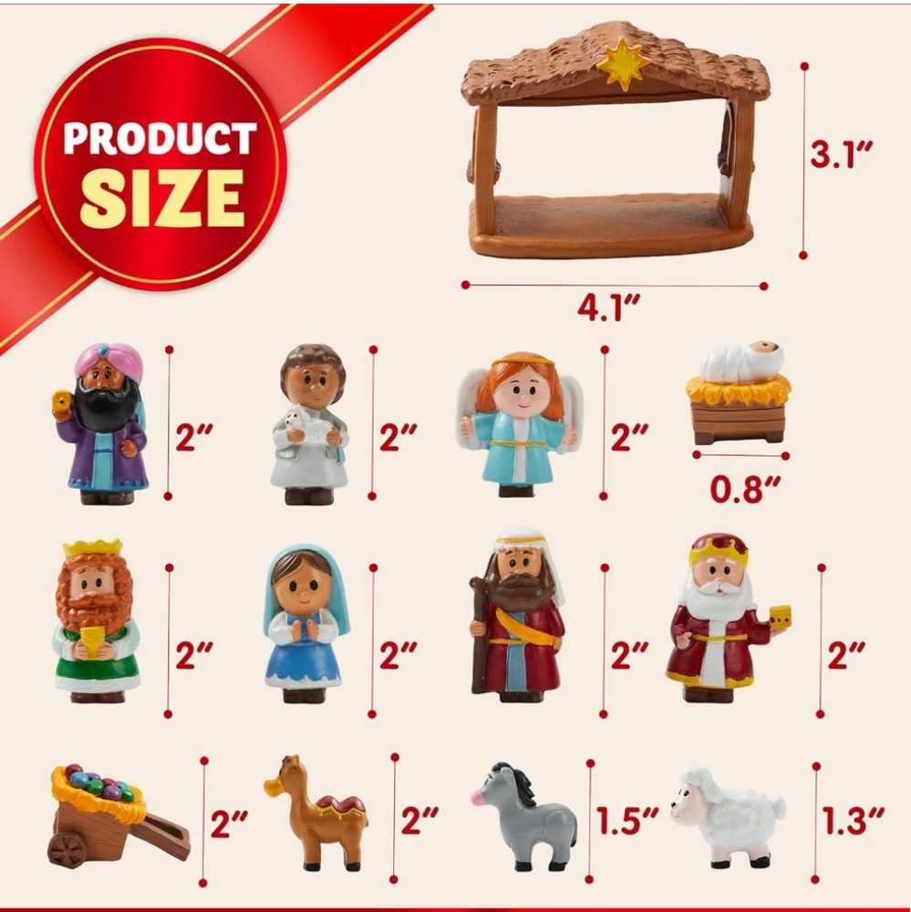 13 PCS Christmas Little Nativity Playset Reenact Miniature Set #25 - Picture 3 of 3